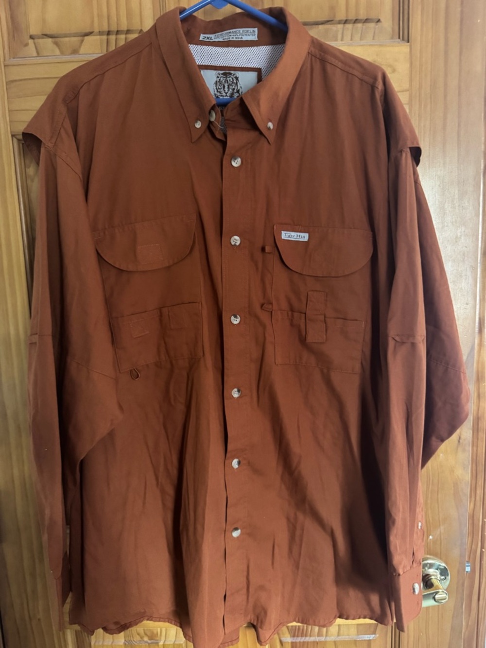Men’s Casual Rust Brown Button-Front Shirt